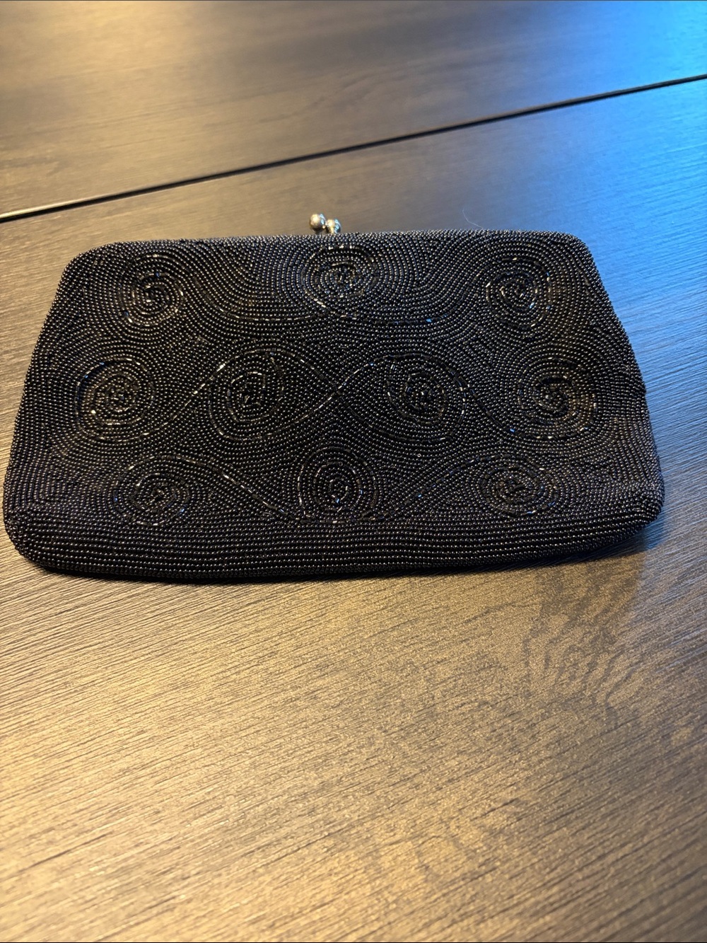 Vintage 1950s Richere by Walborg Black Beaded Clutch Purse Japan-GORGEOUS